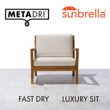 METADRI Casual Cushion (TM) Deep Seat Patio Cushion, Reticulated Foam Dries 50% Faster, Sunbrella Fade & Water Resistant 26" W x 30" D, 4" Thick, Cast Pumice