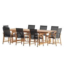 Amazonia Franklin 9-Piece Teak Finish Extendable Rectangular Patio Dining Set Teak Finish