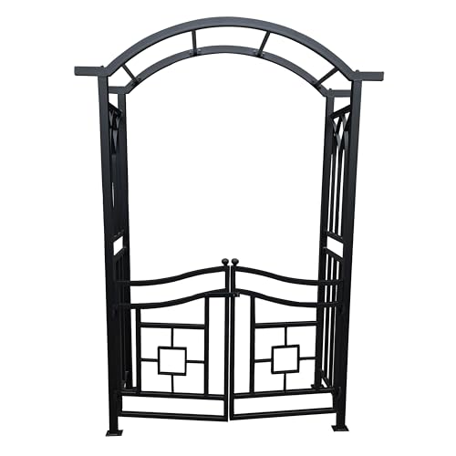 Oakland Living Black Aluminum Garden Arbor Arch with Gate