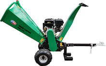 All Power America APWC420E Woodchipper Mulcher 15HP JD Engine 420cc Gas Powered Chipper Shredder 2000 RPM Double Edge Blades 6" Feed, Green/Black