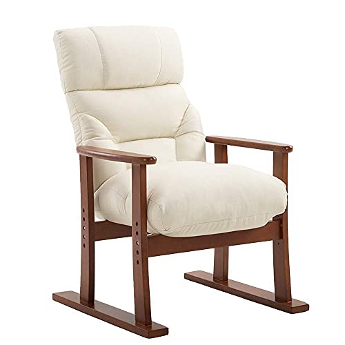 Renovation House Chairs Lounge Chair Multi function Adjustable Lazy Couch 180 deg Flat Recliner Foldable Lounge Chair Durable (Color : Wood is white)