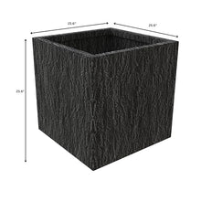 LeisureMod Verdura Mid-Century Modern 3-Piece Fiberstone Planter Set Black