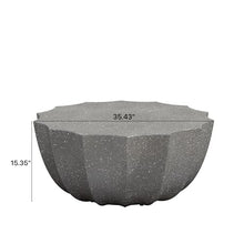 35" Indoor Round Coffee Table, Waterproof Coffee Table Modern MgO Cement Design End Tables for Living Room, Outdoor Patio Coffee Tables for Garden, Backyard, Balcony, Grey