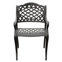 Oakland Living Modern Outdoor Mesh Lattice Aluminum Dining Set with Eight Arm Chairs Black