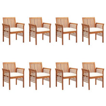 QZZCED Outdoor Club Chair Dining Side Chair Patio Set Patio Dining Chairs with Cushions 8 pcs Solid Wood Acaciafor Porch, Balcony, Deck, Patio, Backyard