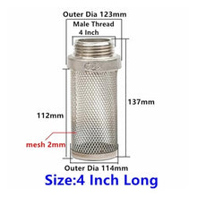 ETAZMDITE Garden Hose Filter, Garden Hose and Aquarium Filter 304 Stainless Steel Male Thread Inlet Multiple Sizes(4 Inch Long)