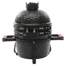 Ceramic BBQ Charcoal Grill, 13 Inch Kamado Grill with Temperature Range 50-800°F, Outdoor Smoker Grill for Backyard Patio, Black