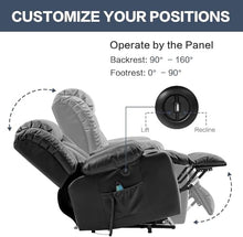 UOPYNE Extra Wide Leather Power Lift Recliner Chair for Elderly with Heat and Massage, Electric Reclining Living Room Chair with Cup Holders, Side Pockets and USB Port, Black
