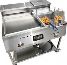Deep Fryer and Flat Top Griddle Cart | 20" Stainless Steel Griddle | 3 Gallon Single Tank Deep Fryer | Outdoor Propane | Portable 4 Wheels | Thermometer + Cover Included | Commercial & Home