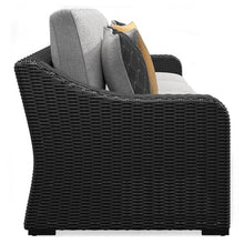 Signature Design by Ashley Beachcroft Casual Weather Resistant 2-Piece Loveseat with Cushions and Pillows Black & Light Gray
