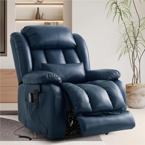 HTERWQEA Dual Motor Power Lift Recliner with Heat Massage, Blue
