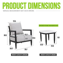 Nevoc Aluminum Patio Furniture Set, Round Patio Side Table and 2 Club Chairs, 8.5" Thicked Cushion, Weather Resistant, Conversation Furniture Set for Patio Yard Porch Balcony Garden