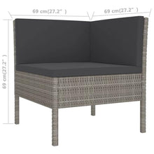 HGPOTUY 9 Piece Patio Lounge Set with Cushions Poly Rattan Gray