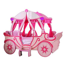 Furniture of America McHenry Twin-Size Princess Carriage Bed with Curtain and Slat Kit Pink