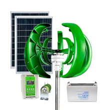 1000W 12V24V Wind Turbine Kit 5 Blade Lantern Vertical Axis Wind Turbine Can Be Used For Wind And Solar Complementary Power Generation With Controller + 100W*2 Solar Panels + Battery ( Color : 12V , S