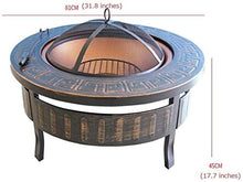 Fire Pits Outdoor Wood Burning Outdoor Fire Pits, Round Metal 32 Inch Fire Pit with Base, Spark Screen, Screen Lift Tool, Outdoor Table with Cover BBQ Cooking for Outside Camping Backyar
