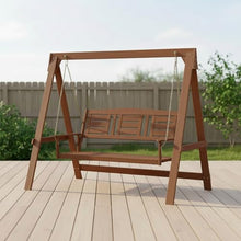 Furinno TIOMAN Hardwood A-Frame 3-Seater Porch Swing, Light Wood