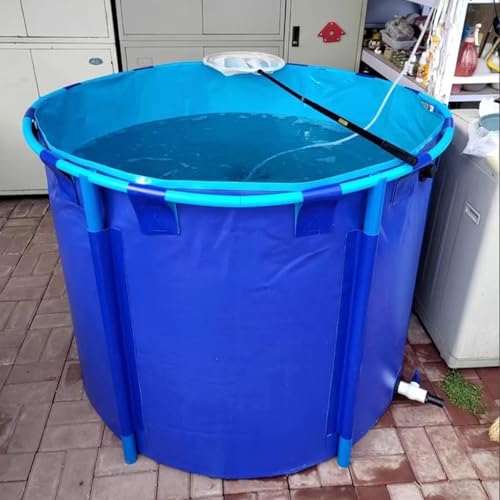 LZMZMQ Extra Large Round Canvas Pool, Portable Piscinas para Adultos with Drain Valve, Outdoor Saltwater Pool for Toddlers Age 1-3/ Kids Ages 8-12(6X1.2M/34000L/8981GAL)
