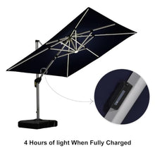 10' x 10' Square Solar Powered LED Lighted Cantilever Umbrella,Black