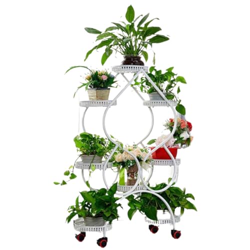 Plant Stand 8 Tier Metal Flower Pot Stand Indoor Outdoor Plants Multiple Tiered Iron Durable Plant Shelf Creative Simple Plant Rack Heavy Duty Flower Display Rack For Corner Patio Living Room