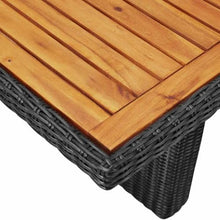LPERTGFHU 11 Piece Patio Dining Set with Poly Rattan Chairs and Sunloungers, Outdoor Furniture Set with Acacia Wood Table, Black