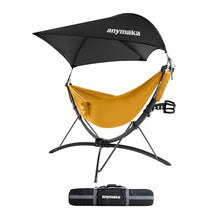 anymaka Set Up in 3 Seconds Adjustable Portable Aluminum Alloy Hammock Stand for Outside with Chair Mode & Lounge Mode up to 105'' (Full Pack Yellow-1)