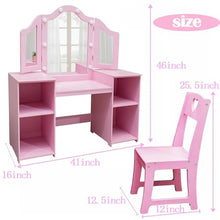 JoanKaren Kids Vanity Table 2-in-1 Princess Makeup Desk with Touch Light Pink With Crown