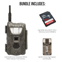 Stealth Cam Flashback 40MP White Flash Cellular Trail Camera 6-Pack with 32GB Memory Cards