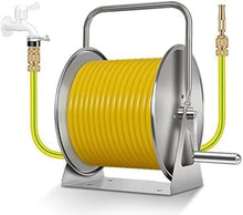 Retractable Hose Cart Wall/Floor Mount Hoses Reel Garden Hose,Stainless Steel Water Pipe Rack(25m Water Pipe)