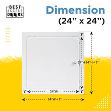 Best 24" x 24" Medium Security Access Panel, 14-Gauge Access Door with Rounded Corners & 1" Exposed Flange, Key-Operated Cylinder Cam Latch, Continuous Piano Hinge, White Powder Coat, BA-MSD