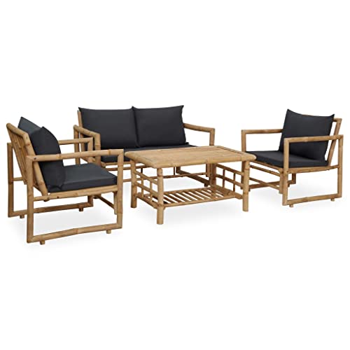 vidaXL 4 Piece Patio Lounge Set with Cushions Bamboo