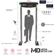 Walk Through Metal Detector, MegaDetector® 6-Zone IP65 Outdoor Black Gate