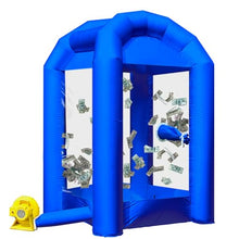 Sewinfla Inflatable Cash Cube Booth with Blower 8.2x5.2 x 5.2 ft Inflatable Money Grab Machine for Business Advertising Event Promotion(Bule)