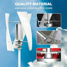 Wind Turbine Generator Kit 8000W Portable Vertical Helix Wind Power Turbine Generator Kit 3 Blade Wind Generator Kit with Charge Controller for Marine RV Home Industrial Energy,48V