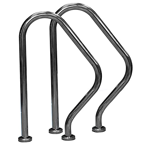 Deck-Mounted Railings, 304 Stainless Steel Swimming Pool Handrails, for Inground Pool Entry,Silver