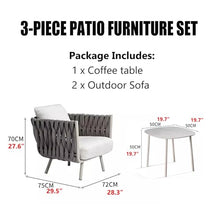 KPHYMOD 3 Pieces Patio Sofa with Cushions & Lumbar Pillows, Outdoor Patio Furniture Set for Patio, Balcony, Backyard, Deck, Poolside