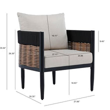 SAFAVIEH Outdoor Collection Harrison Black & Taupe Barrel Back Chair Set of 2