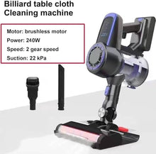 Billiard Table Cloth Cleaner, 22kpa 240w Pool Table Cleaner, Cordless Billiard Cloth Vacuum Cleaner, Mount Charging Pool Table Cloth Brush Cleaner Kit for Billiard Halls Blue