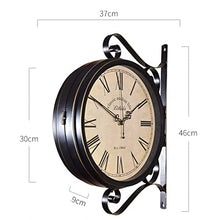EHVYBDX Clock Wall Clock Outdoor Garden Wall Clock, Wrought Iron Retro Double Sided Station Clock Garden Clock 360° Rotation Waterproof Outdoor Clock Decoration Outside Clock