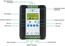 CHRISK LCD Display, Multiple Load Controllers, Wind-Solar Hybrid Charging Controller, Suitable for Wind-Solar Hybrid Power Generation Systems,24v