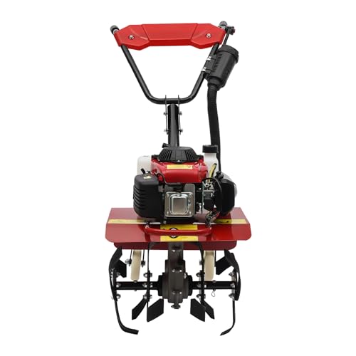 Tiller Cultivator for Gardening, 1.6kw 62CC Earth Cultivator Adjustable Tilling Depth, Air-Cooled 4-Stroke Engine Gas Powered Garden Cultivator Machine 8500rpm for Lawn, Yard, Soil Cultivation