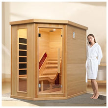 Amocane Infrared Hemlock Wooden Sauna Room with Recliner, Oxygen Bar, 1-2 Person, Left Sauna Room