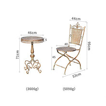 MHJKHG Patio Side Table w/Chair, Outdoor Round Metal Coffee Table & Garden Stool, Weather-Resistant End Table & Bistro Table for Indoor, Yard, Garden