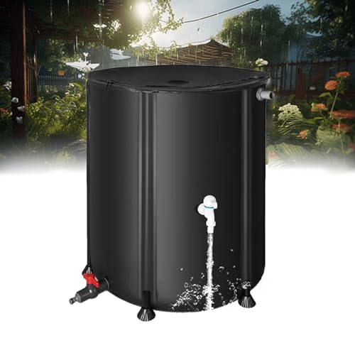 LumaGrove Rainwater Tank with Stand & Tap–Efficient Rainwater Harvesting System for Garden Includes Zippered Cover Blue Water Barrels & Complete Kit(100 X 98 Cm/750 L,Noir)