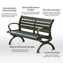 CTREVL Outdoor Park Bench, Metal Benchs with Backrest and Armrests, Patio Benches for Outdoors Load Capacity 1100 Lbs Easy Assembly for Outdoor Terraces Courtyards Balconies Parks(Brown,120cm/47.2in)