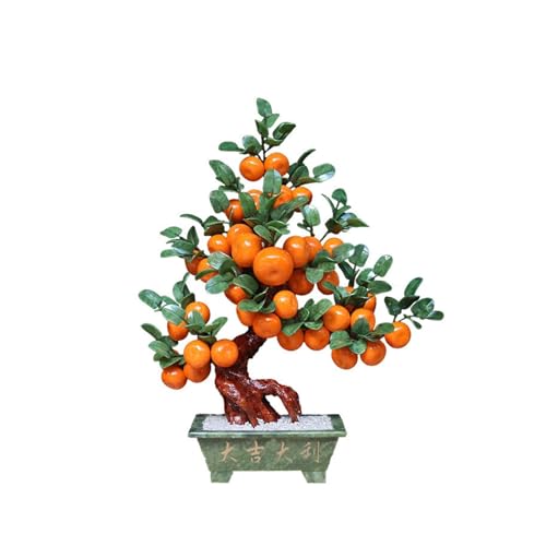 YXIANG56Q Fake Plants Indoor Faux Potted Plant 38-Fruit Orange Tree Jade Crafts for Living Room Home Table Bonsai Tree