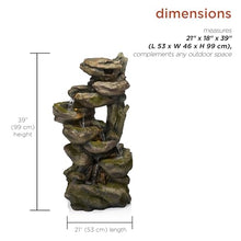 Alpine Corporation WIN1008 Indoor/Outdoor Floor Aged Stone Fountain with LED Lights, Cascading Stone Water Fountain 39", Gray