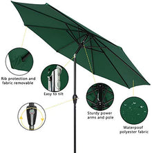 QZQHNYJ 2.7M Garden Parasol Sun Shade Outdoor Umbrella 8 Sturdy Ribs with Crank and Tilt Mechanism for Lawn, Deck, Patio and Balcony