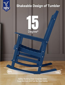 YEFU Rocking Chair Outdoor, Oversize Rocking Chair HIPS, Set of 4, Navy