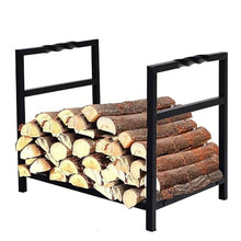 Metal Log Rack, Indoor Outdoor Firewood Holder With Stove Tool Storage,
